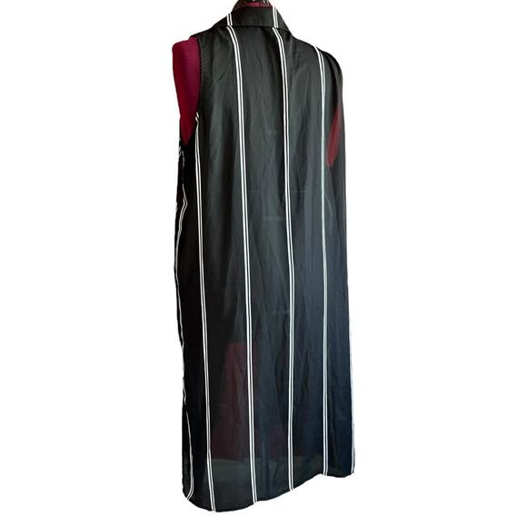 Womens Top Size XL Black Stripe Tank Duster Open Jacket Collar Professional Work - Picture 6 of 8